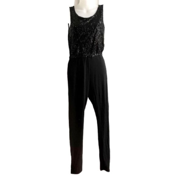 H&M Black Sequin Sleeveless Jumpsuit Girls 11–12Y — Sparkly Party Outfit - Picture 2 of 6